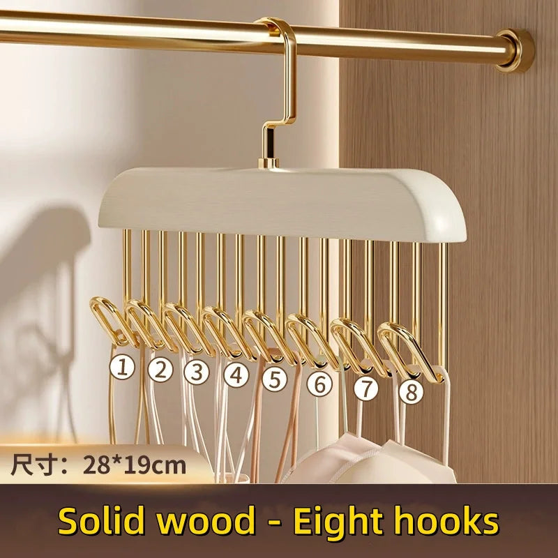 Wooden Sling Hanger Organizer - Multi-Hook Space-Saving Clothes Storage Rack