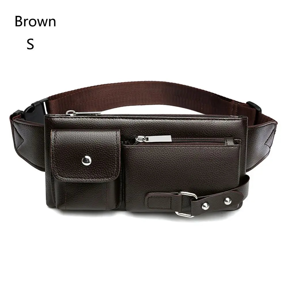 Fashion Leather Waist Bag Fanny Pack – Large Phone Belt Bag for Men & Women, Casual Outdoor Travel Crossbody Purse