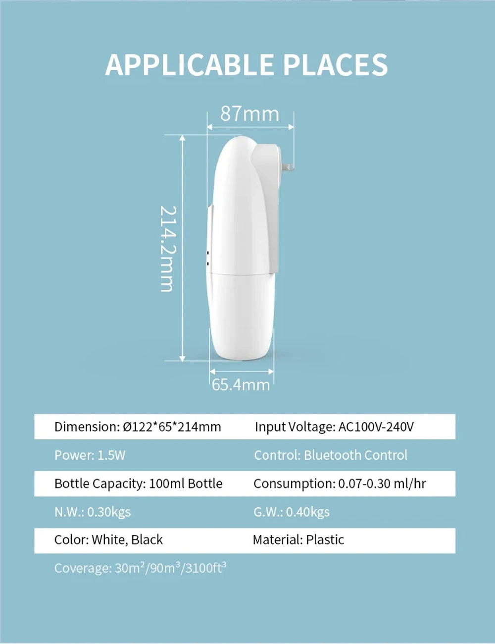 Smart Aroma Essential Oil Diffuser – Bluetooth APP Control, Plug-In Wall Scent Machine for Home & Office Air Freshening