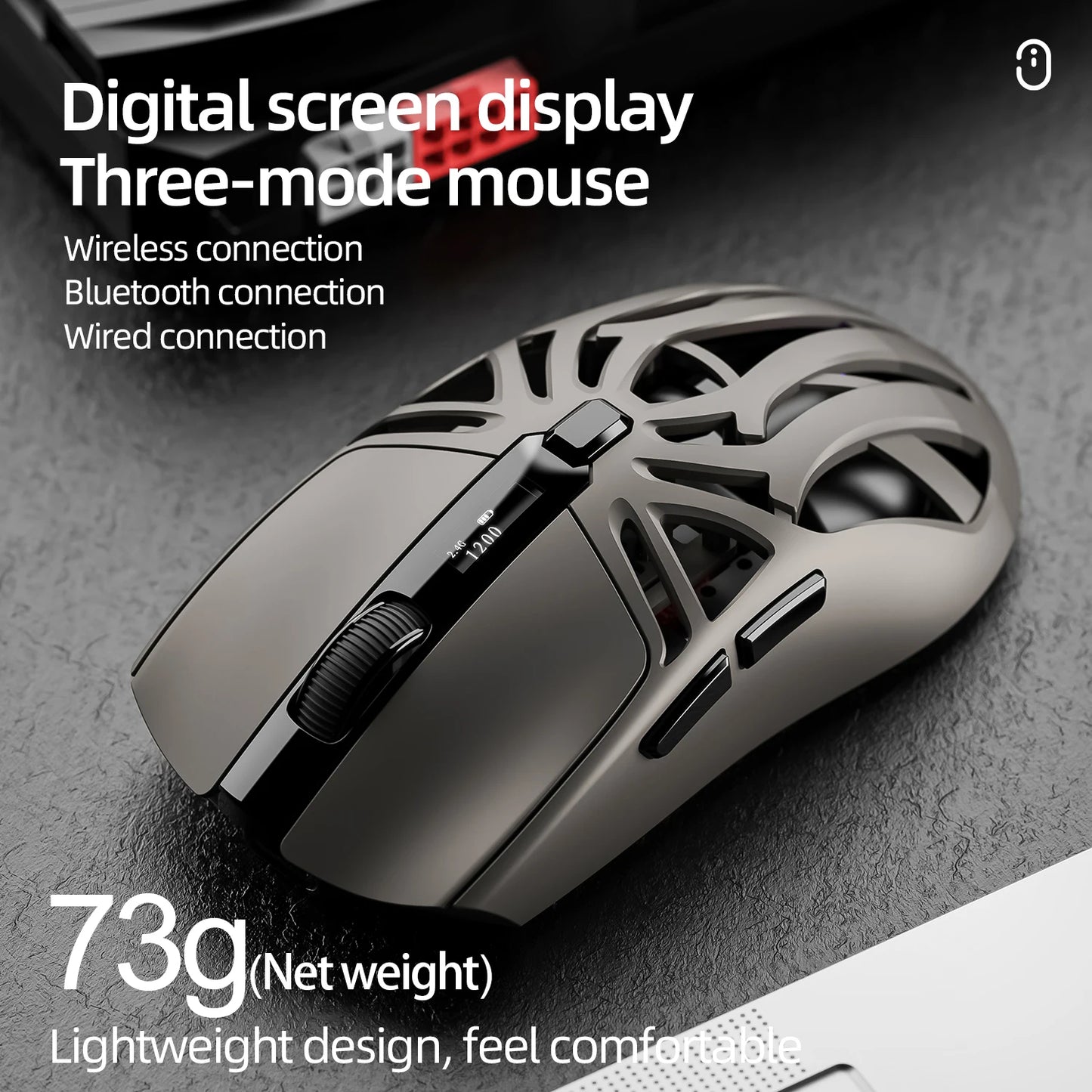 SmailWolf RS8 Wireless Gaming Mouse – Bluetooth & 2.4G, Lightweight E-Sports Mouse, 10,000 DPI, Triple Mode