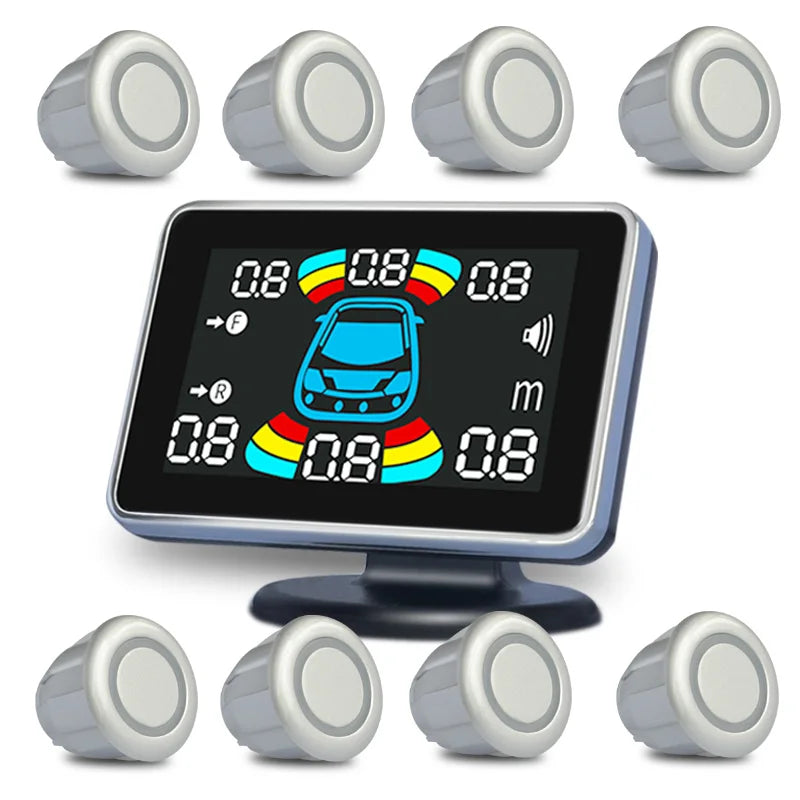 8-Channel Car Parking Sensor – Parktronic Reverse Backup Radar, Rear Auto Detector with Buzzer Assistance Kit