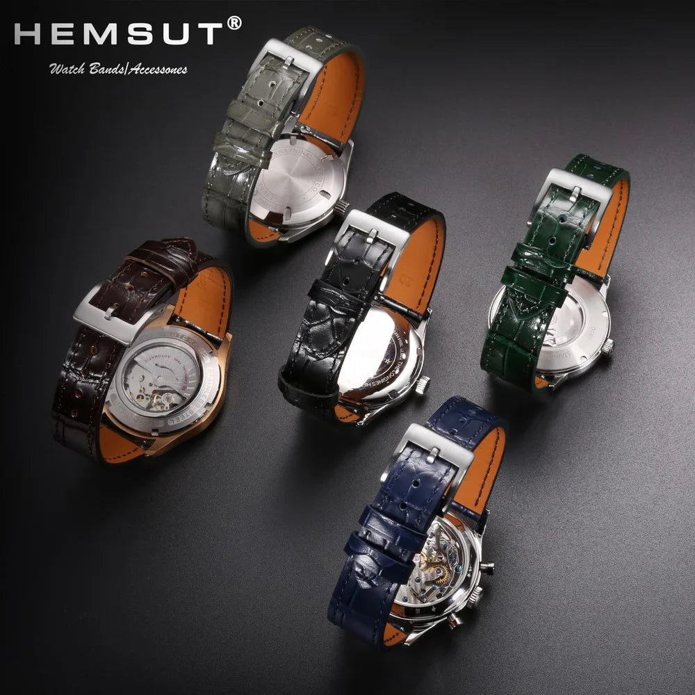 HEMSUT Genuine Leather Watch Band – Handmade Cowhide Quick Release Straps for Men 18MM-22MM