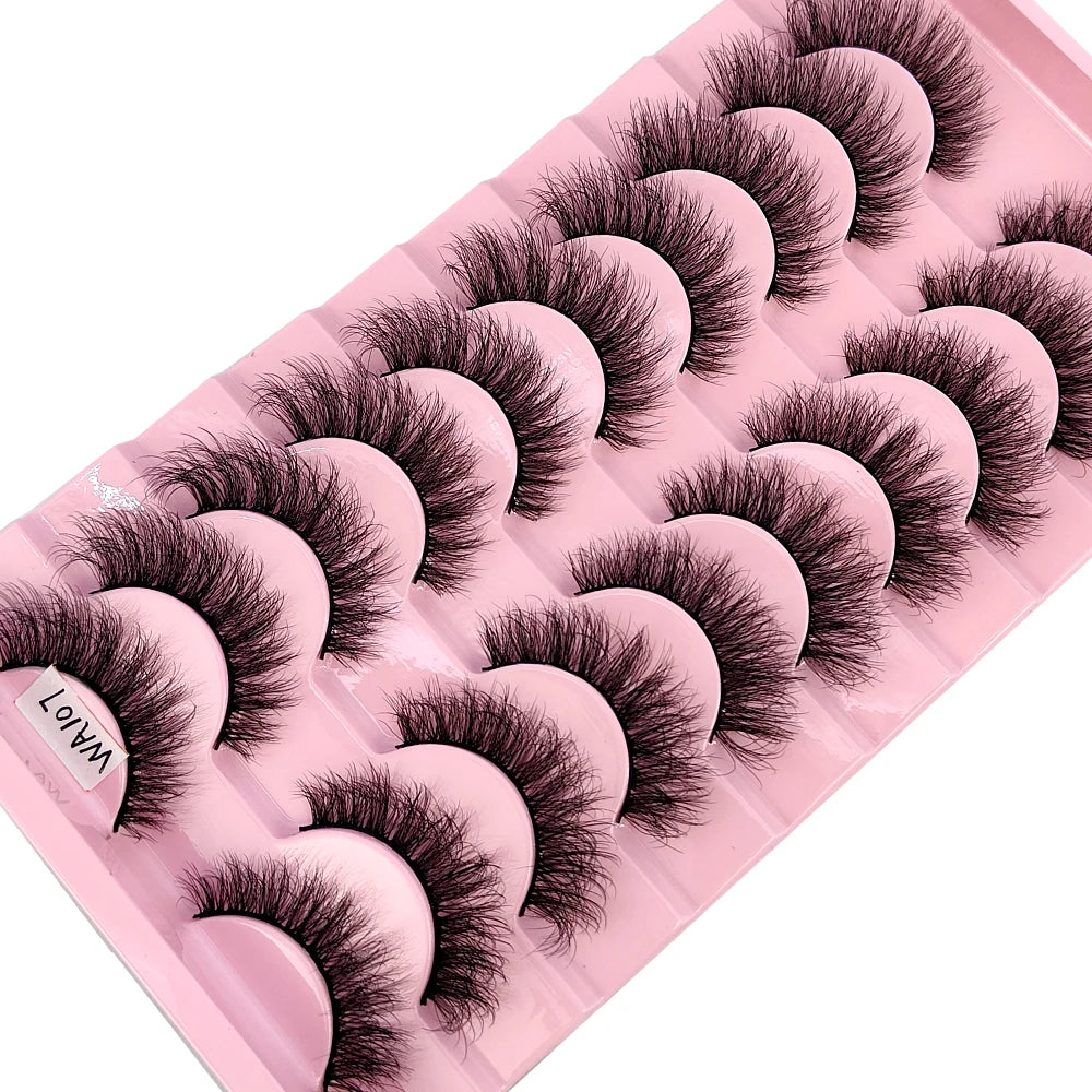 HBZGTLAD 10 Pairs 3D Faux Mink False Eyelashes – Natural Long Look Short Mink Lash Extensions for Makeup & Beauty