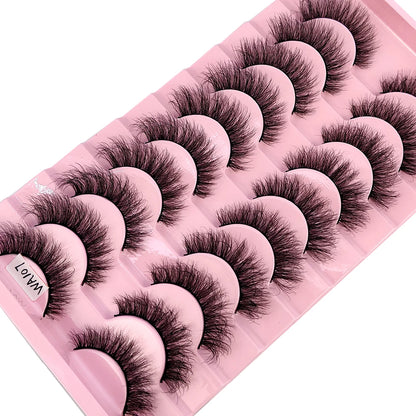 HBZGTLAD 10 Pairs 3D Faux Mink False Eyelashes – Natural Long Look Short Mink Lash Extensions for Makeup & Beauty