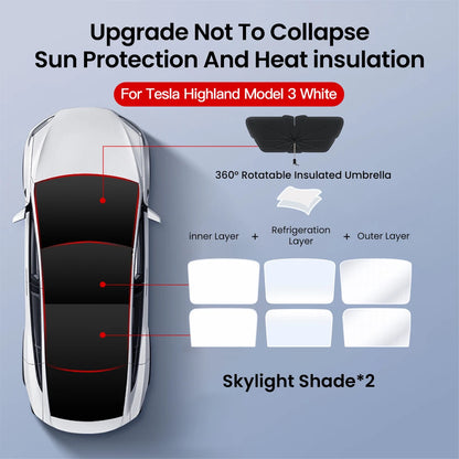 YZ Sun Visor Upgrade for Tesla Model 3 & Y Highland 2021-2024 – Ice Cloth Buckle Sunshade for Glass Roof & Skylight