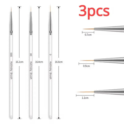 Nail Art Liner Brushes – Striping & Drawing Pens for Elongated Lines, 6–25mm Professional Manicure Design Tools