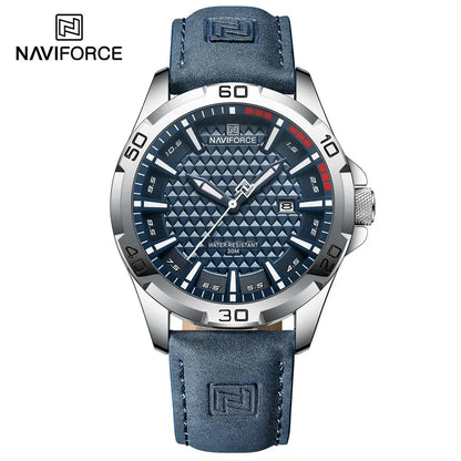 NAVIFORCE Men's Quartz Watch — Fashion Leather Strap Sport Waterproof Wristwatch with Calendar