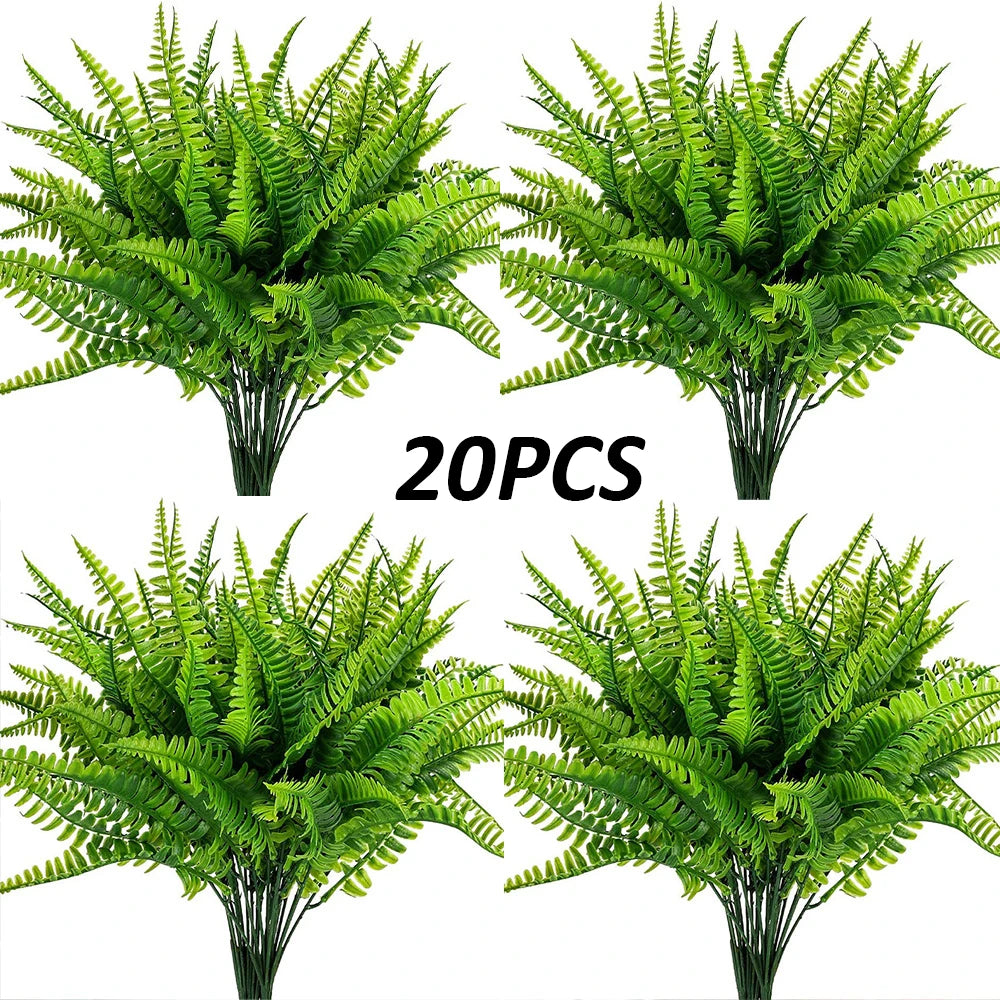 4–20 Pack Artificial Boston Fern Plants - UV-Resistant Faux Greenery for Home, Garden & Outdoor Decor