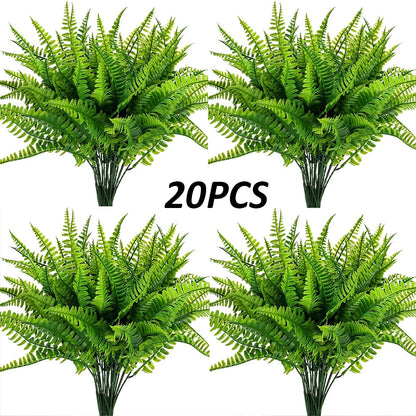 4–20 Pack Artificial Boston Fern Plants - UV-Resistant Faux Greenery for Home, Garden & Outdoor Decor