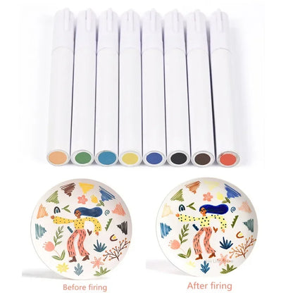 Pottery Underglaze Marker Pen for Ceramic DIY Painting – Pigment Art Dotting Craft Tool for Pottery and Glazing Design Kit