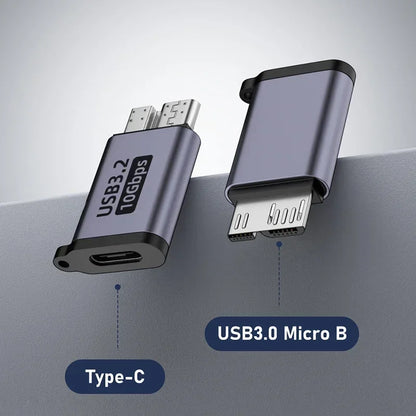 Micro B USB 3.0 Male to Type-C Female Adapter – USB 3.0 to Type-C Connector for External Hard Drive HDD Cable