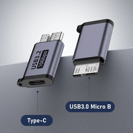Micro B USB 3.0 Male to Type-C Female Adapter – USB 3.0 to Type-C Connector for External Hard Drive HDD Cable