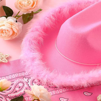 Burlap Cowboy Hat – Pink Western Hat for Birthday Girls, Weddings & Bachelorette Party Dress Accessories