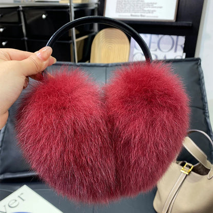 Women’s Winter Real Fox Fur Earmuffs & Scarf – Dual-Use Plush Outdoor Warmer with Genuine Fur