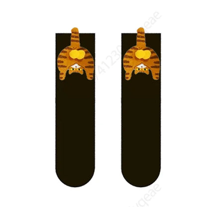 Couple 3D Cat Egg Socks – Funny Mid-Tube Winter Socks for Lovers, Cozy Halloween & Christmas Gift