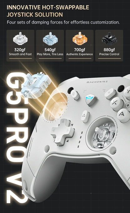 MACHENIKE G5Pro V2 Gaming Controller with Optical Triggers, ABXY Buttons, Hot-Swappable Joystick, 4K Resolution for Switch & PC