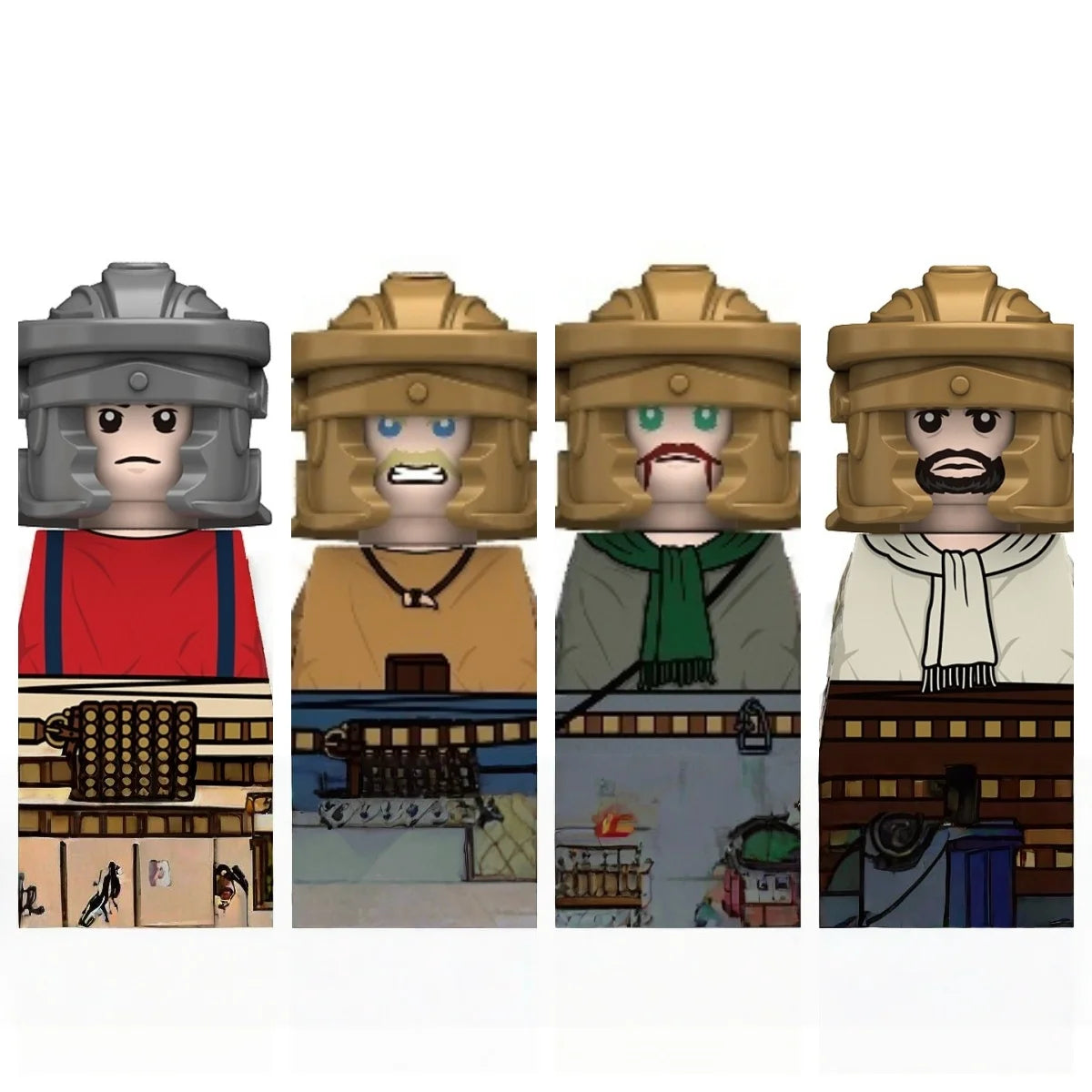 21PCS MOC Medieval Knights & Roman Legion Soldiers Building Blocks Set Warrior Figures with Weapons Helmet Bricks Toy Collection