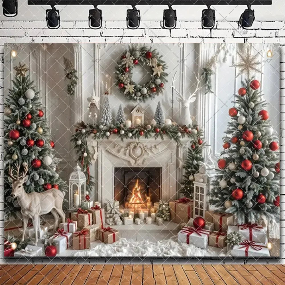 Merry Christmas Backdrop 2026 – Santa, Snowman & Xmas Tree Background for Family Party, Baby Shower & Photo Props