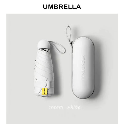 Mini Capsule Umbrella – Portable Sun & Rain Protection, UV Coating, 6 Reinforced Ribs, Compact Travel Outdoor Umbrella