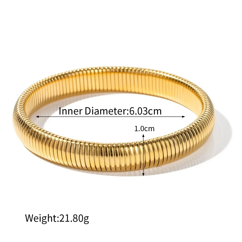 Stainless Steel Flex Snake Chain Cuff Bracelet – 18k Gold Plated Wide Bangle Fashion Jewelry for Women Gifts