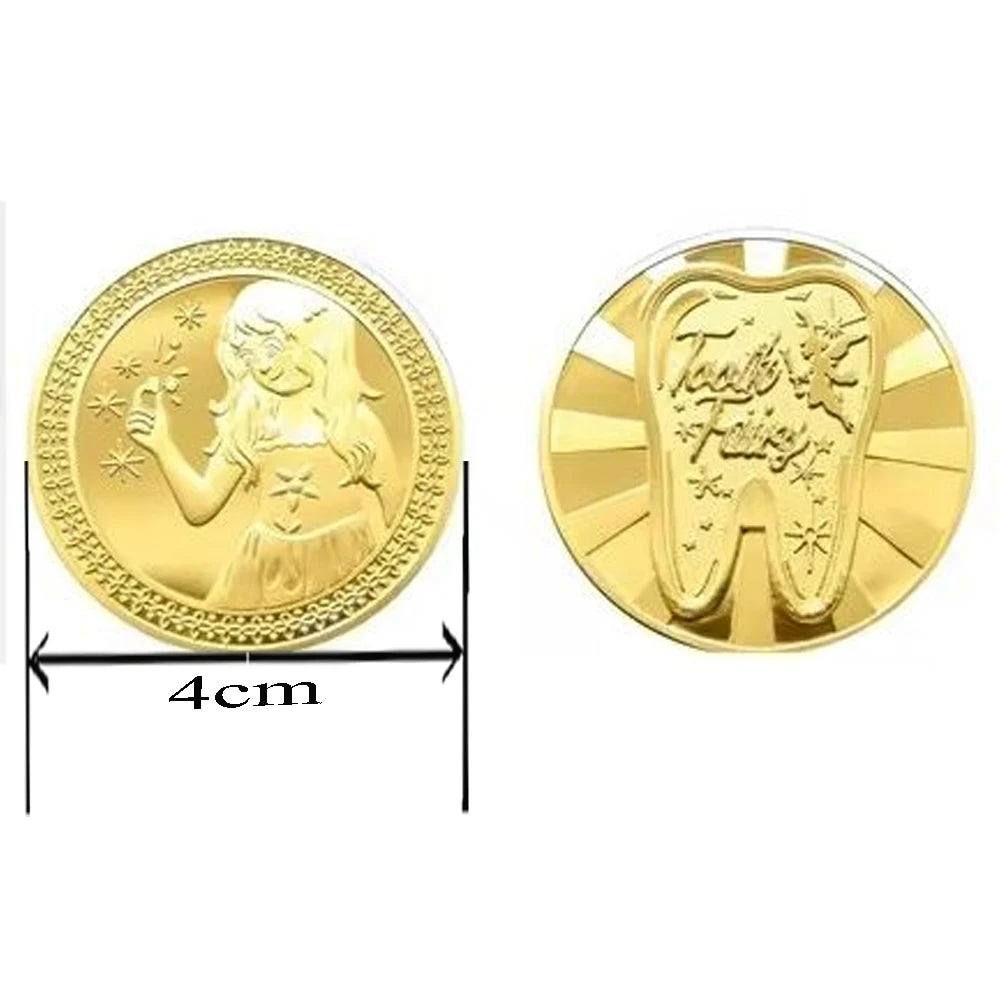Tooth Fairy Gold Plated Commemorative Coin – Metal Keepsake Gift for Kids Tooth Collection
