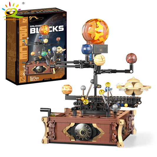 HUIQIBAO MOC Solar System Building Blocks - Space Planet Orbit Model Toy for Kids Desk Decor and Educational Ornament