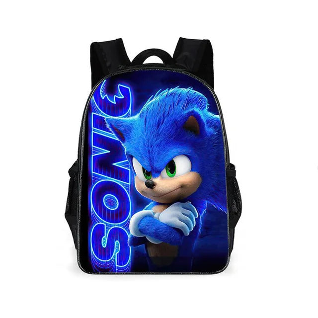 3PC Sonic Backpack School Bag Set – Anime Cartoon Zipper Backpack for Boys & Girls, Primary and Middle School Students