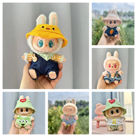 17cm Mini Plush Doll Clothes Set – Kpop EXO Labubu I & II Idol Dolls Sit Party Overalls, Clothing Gift
