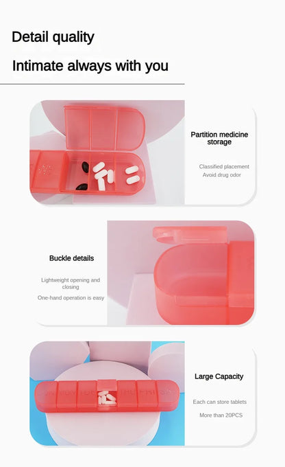 Weekly Medicine Pill Box – Mini Portable 7-Grid Organizer, Pill Case & Tablet Storage Container