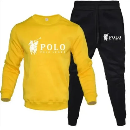 Men’s Autumn Winter Sweatshirt & Jogger Set – Round Neck Casual Sportswear Outfit for Outdoor Fitness & Daily Wear