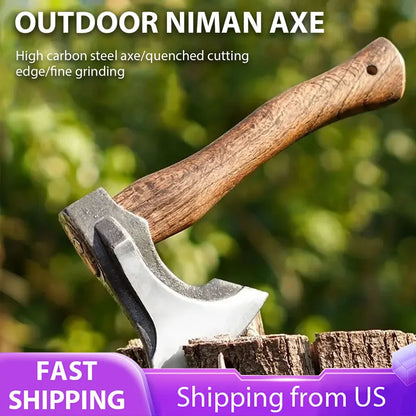 Classic Outdoor Hand Axe – Camping Tactical Survival Battle Axe for Chopping Firewood, Hand-Forged Multifunctional Woodworking Tool