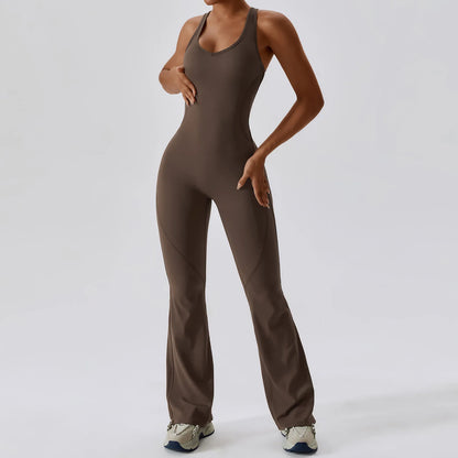 Women’s Yoga Jumpsuit – One Piece Training Sports Romper Push Up Gym Bodysuit Stretch Fitness Activewear Suit