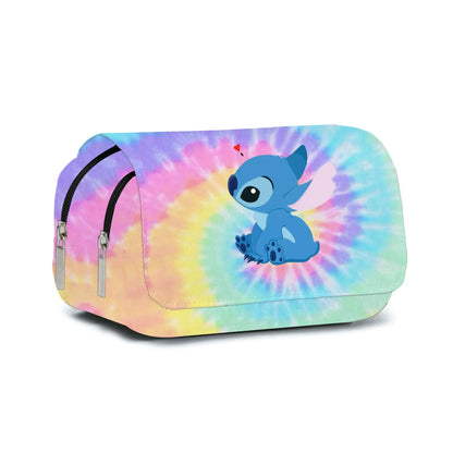 Anime Stitch Fully Printed Flap Pencil Case – Cartoon Stationery Bag for Primary & Secondary Students