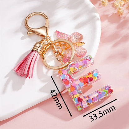 A-Z Letter Pendant Keychain - Tassel Key Ring Charm for Women & DIY Jewelry Making