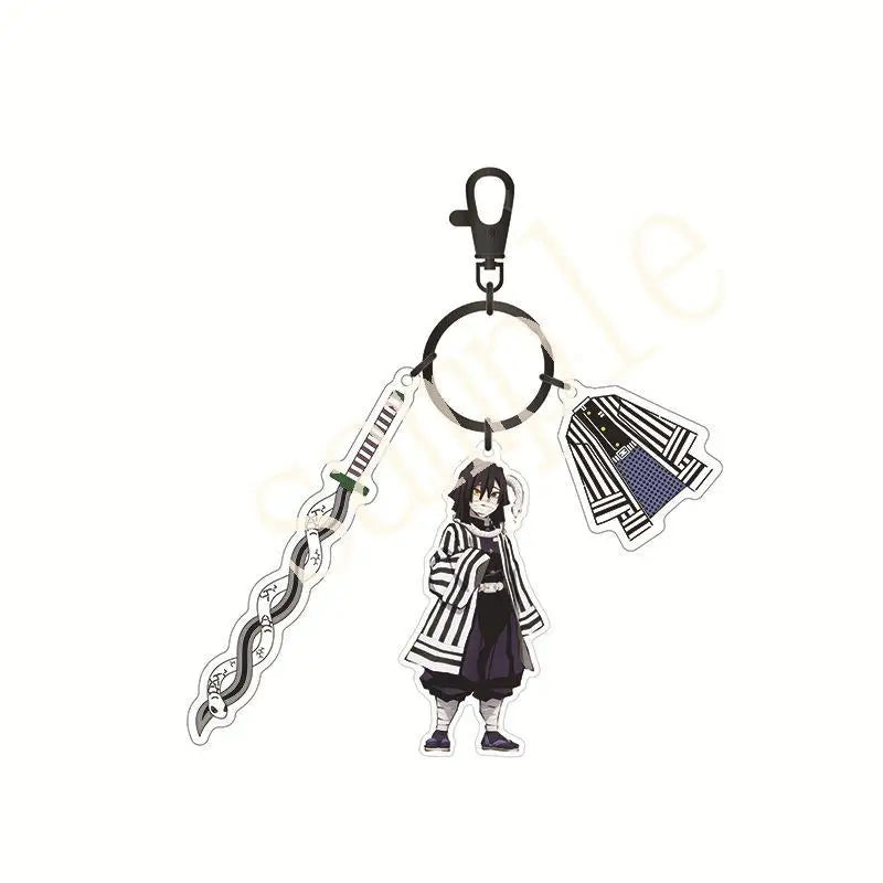 Anime Demon Slayer Acrylic Keychain – Tanjiro & Nezuko Kamado Cartoon Schoolbag Pendant Character Charm Kids Gift Accessories