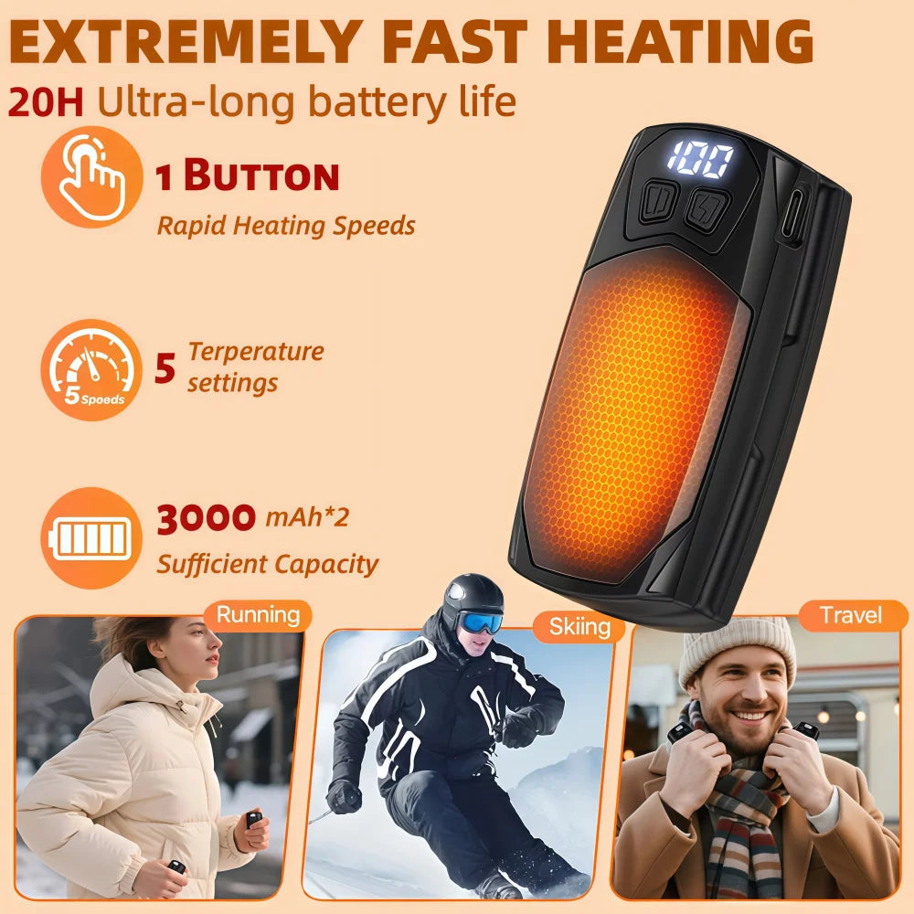 Rechargeable Hand Warmers 2-Pack – 3000mAh Each, Fast-Heating Portable Electric Pocket Heater for Outdoor Camping