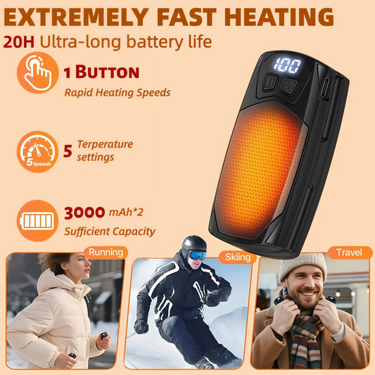 Rechargeable Hand Warmers 2-Pack – 3000mAh Each, Fast-Heating Portable Electric Pocket Heater for Outdoor Camping