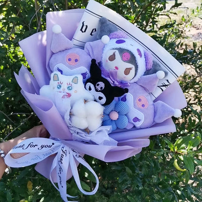 Sanrio Kuromi Plush Flower Bouquet — Soft Plush Doll Gift for Christmas, Valentine's Day, Birthday & Wedding Party