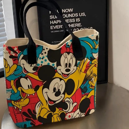 Disney Cartoon Canvas Messenger Bag – Large Capacity Casual Tote & Schoolbag for Students, Shopping & Everyday Use