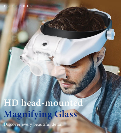 LED Headband Magnifier with 8x Lenses – Hands-Free Magnifying Glass for Jewelry, Watch & Electronic Repair