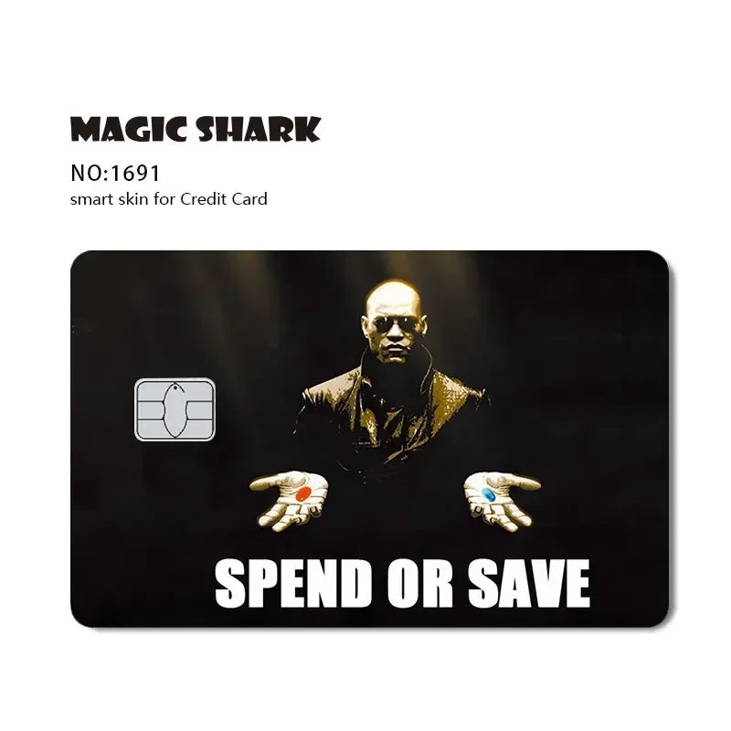 Conch Money Bow Anime Card Sticker - Spend or Save Meme Credit Debit Card Skin