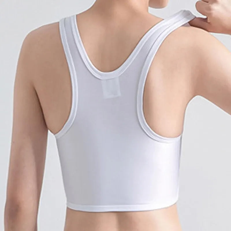 Seamless Flat Breast Binder Tank Top - Tomboy Underwear for Women - Summer Short Vest Bustier Shaper