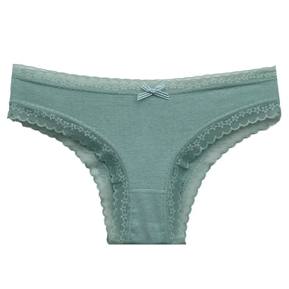 5-Pcs Women’s Cotton Panties Set – Sexy Lace Low Waist Underwear, Girls’ Briefs M-XL