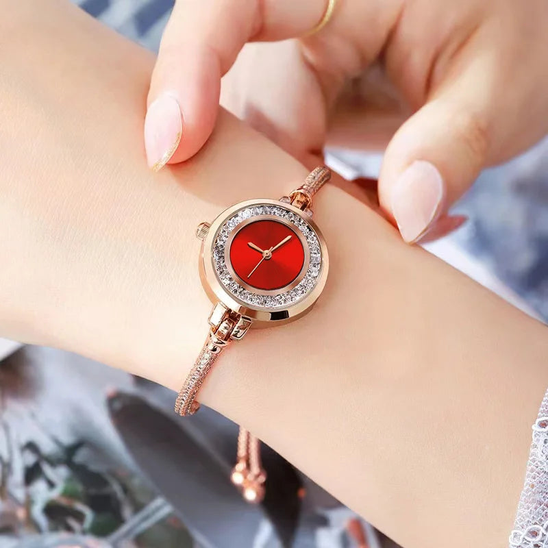 2024 Fashion Women's Wristwatch – Gold Bracelet with Small Dial, Elegant Quartz Steel Watch for Women