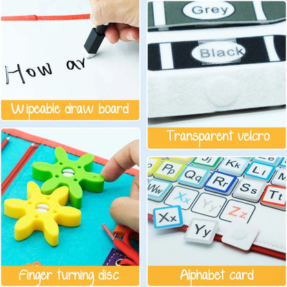 Montessori Toddler Busy Board – Educational Activity for Dress Motor Skills, Baby Learning Toy for Travel