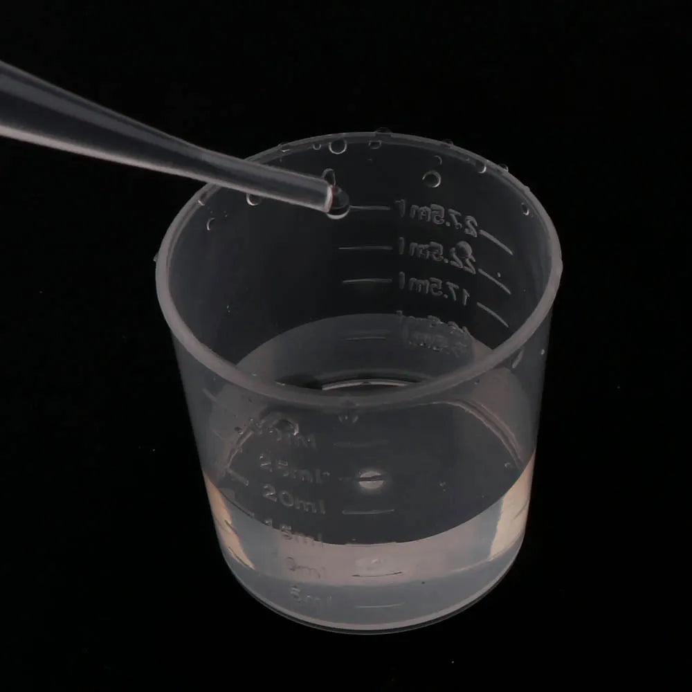 20/100PCS Transparent Plastic Measuring Cups – Disposable Liquid Containers for Epoxy Resin, Silicone Mold, DIY Jewelry Making