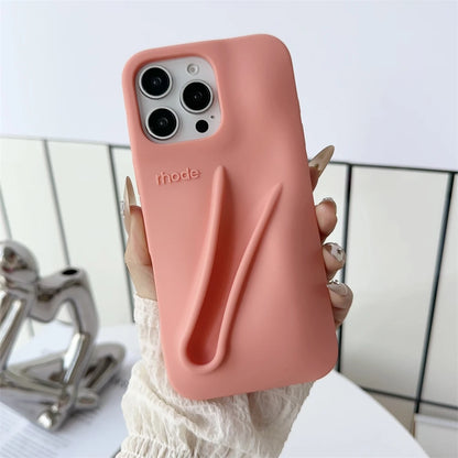 Gray Toast Ribbon iPhone Case - Rhode Style Silicone Cover for iPhone 17 Pro Max Air 16 15 14 13 12 Plus