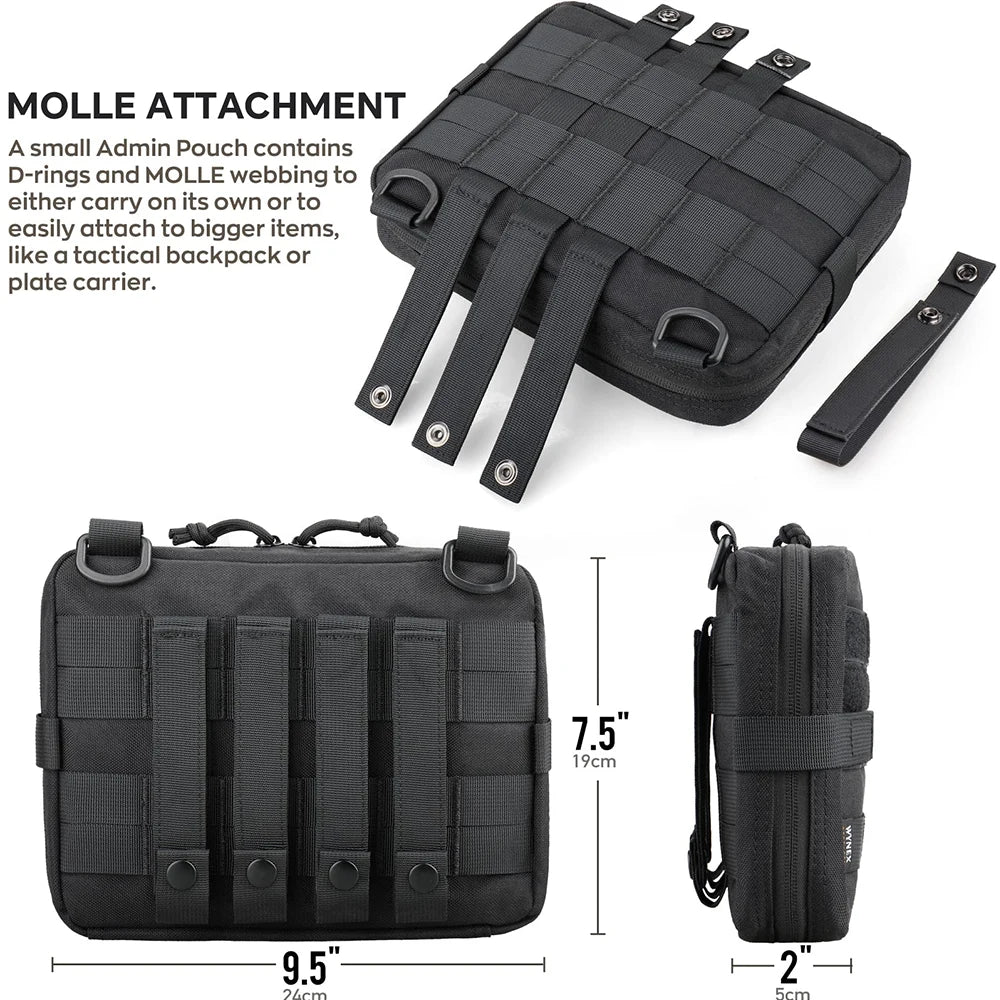 Tactical MOLLE Utility Admin Pouch – EDC Medical Gear Organizer Bag Attachment for Backpack, Hunting & Outdoor Use
