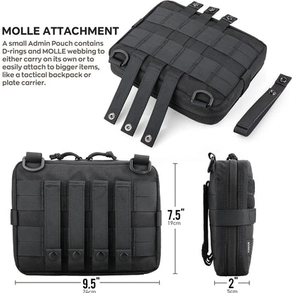 Tactical MOLLE Utility Admin Pouch – EDC Medical Gear Organizer Bag Attachment for Backpack, Hunting & Outdoor Use