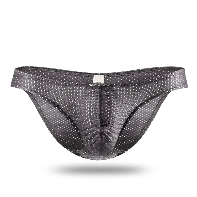 2PCS Men’s Ice Silk Transparent Briefs – Breathable Mesh Lightweight Low Rise Sexy Underwear Youth Fit Comfort Pants